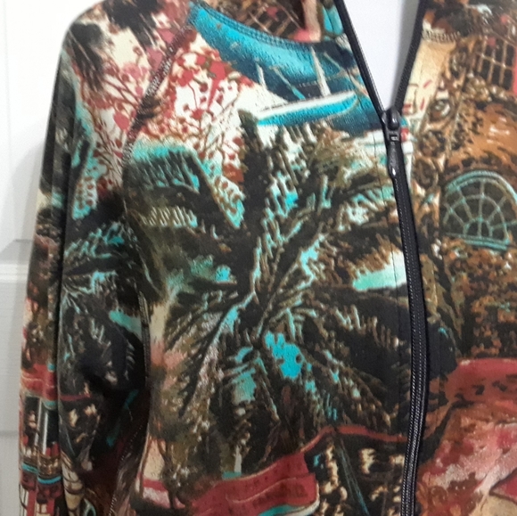 Chico's Scenic Art To Wear Zip Front Sweater - Picture 3 of 4